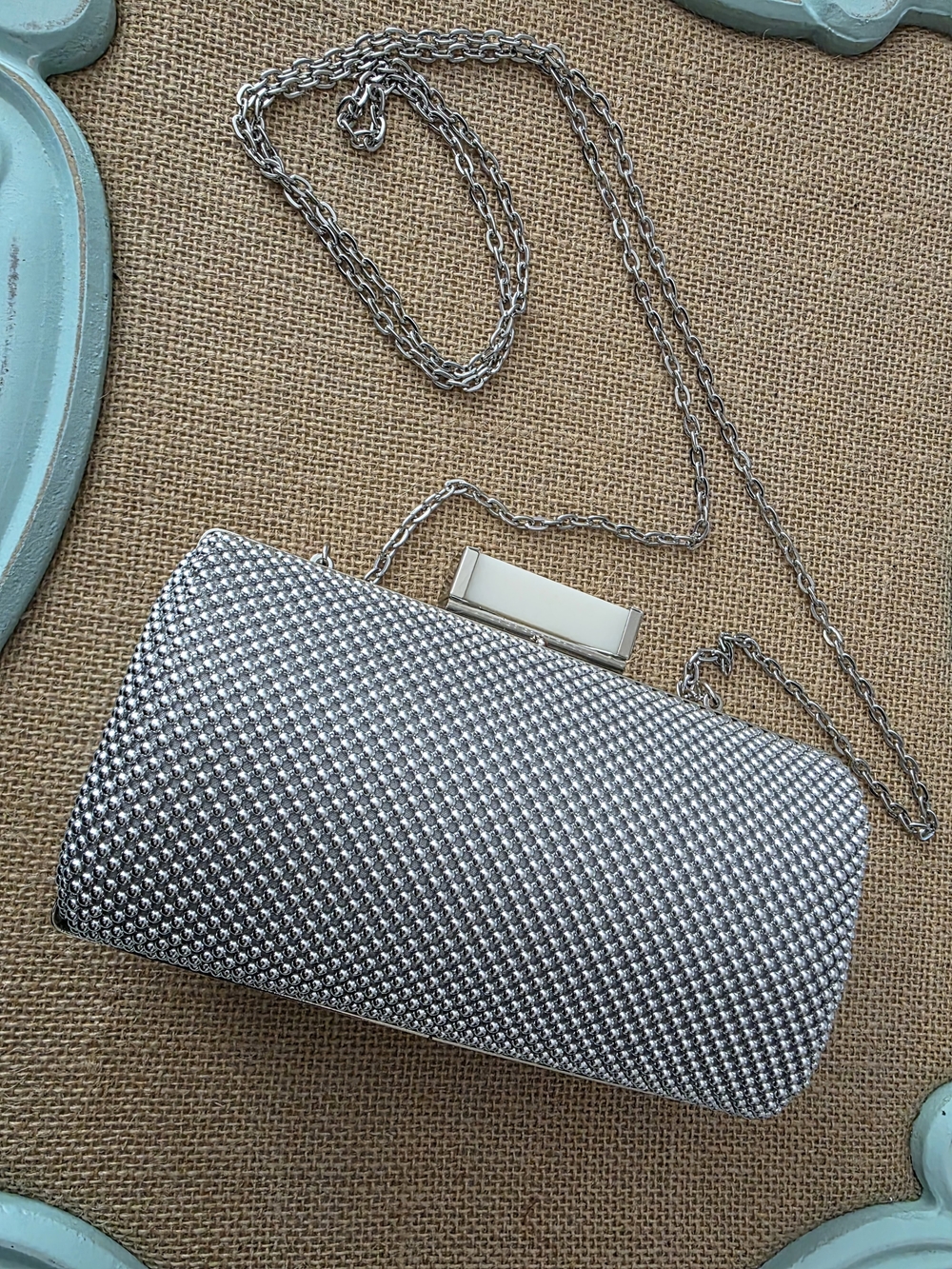 Jessica McClintock Platinum Elegant Mesh Clutch